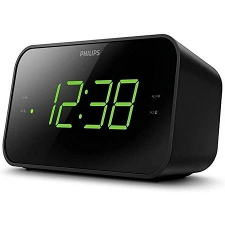 PHILIPS Digital, Dual Alarm Clock , Gentle Wake With FM Radio For Bedrooms With Battery Backup, Sleep Timer Function, Easy Snooze, Large LED Display - Black