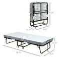 thumbnail image 3 of Rollaway Bed, Folding Bed with 4" Mattress, Portable Foldable Guest Bed with Sturdy Metal Frame and Wheels, 78.75"x35.5"x16.75", White, 3 of 9
