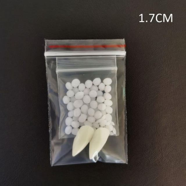 Colmillos de dientes de vampiro de Halloween, accesorios de fiesta, accesorios de Cosplay DIY, decoración de dientes falsos, colmillos de resina con pegamento sólido, 1 par