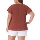 thumbnail image 3 of Blusa de verano para mujer de tallas grandes Agnes Orinda, con cuello en V, mangas acampanadas y puntos suizos, 3X caramelo, 3 of 6