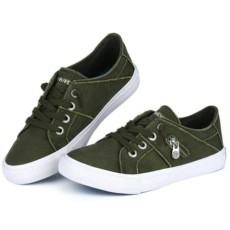 JENN ARDOR Womens Sneakers Fashion Canvas Shoes Lace up Flats Low Top Walking Shoes