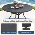 thumbnail image 7 of ELPOSUN 7-Piece Outdoor Patio Dining Set, Patio Dining Chairs & 51.1” Large Round Dining Table with Umbrella Hole, Steel Frame & Rattan Seat, Black/Gray, 7 of 7