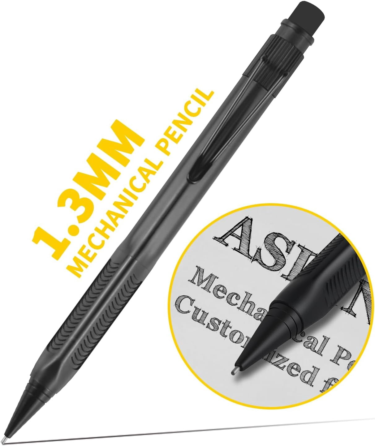 1.3 MM Mechanical Pencil, Weatherproof 2B Dark Lead, Heavy Duty Mechanical Pencil Woodworking Pencils with 20 Lead Refills and 4 Erasers, for Outdoor Marking Drafting Drawing Sketching$$Office