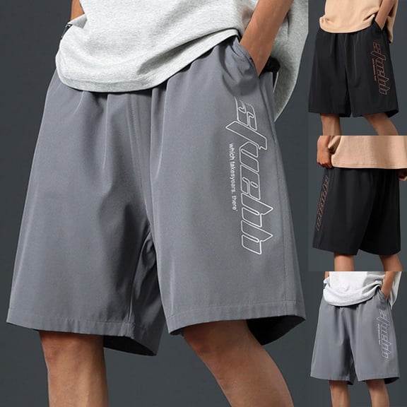 Men's Athletic Training Shorts, Quick Dry Breathable Performance Workout Bottoms, Elastic Waist Cropped Pants with Pockets for Gym Running, Activewear | AKLJWH,Black L