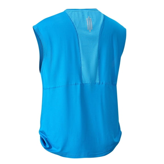 LEKWK Tank Tops for Men Quick Dry Sleeveless Athletic Muscle Shirt Breathable Mesh Back Panel Loose Fit Running Tees Gym Workout Running Tops Sky Blue M