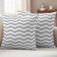 thumbnail image 2 of Grey Moire Ombre Outdoor Pillow Covers 24x24 Set of 2,Waterproof Patio Throw Pillowcase Protectors,Water Ripple Stripe Farmhouse Square Decorative Pillow Shams Cushion Covers for Seat Bed Couch Sofa, 2 of 8