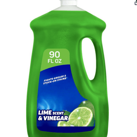 Liquid Dish Soap Vinegar and Lime Scent, Sparkling Clean Dishes, 90 fl oz Bottle