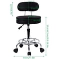 thumbnail image 3 of PU Leather Rolling Stool Mid-Back with Footrest Height Adjustable Office Computer Home Drafting Swivel Task Chair with Wheels (Black), 3 of 8