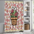 thumbnail image 6 of Easter Shower Curtain Set, Waterproof Shower Curtains for Bathroom, Bunny Ears Spring Pink Flowers Potted Plant Rustic Washable Fabric Bath Curtain for Bathtub Decoration with Hooks 60x72 Inches, 6 of 9