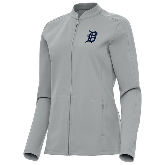 Women's Antigua  Gray Detroit Tigers Regard Full-Zip Jacket