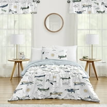 Sweet Jojo Designs Airplane Green and Blue Boy Twin Bed Comforter 2 Piece Bedding Set