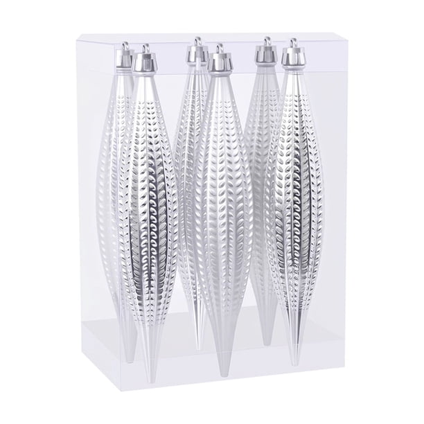Colgantes De Plástico 6 Bolas Navideñas De Galvanoplastia De Extraterrestres De 16cm Para Colgar En El Árbol, Color Gris Rkxzt