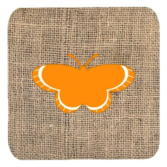 Butterfly Burlap And Orange Foam Coasters - Set 4, 3.5 x 3.5 In.