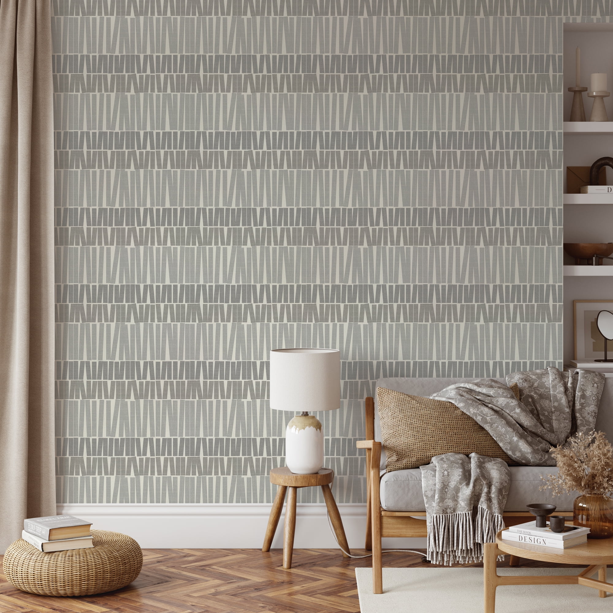 (2 pack) Better Homes & Gardens Gray Gwen Stripe Peel and Stick Wallpaper, 20.5" x 18'