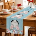 thumbnail image 5 of Easter Bunny Table Runner - 60 Inch Long Colorful Eggs Cute Rabbit Blue Country Wooden Cotton and Linen Blended Dress Scarves Farmhouse Table Runner for Kitchen Dining, Coffee Table, 13" x 60", 5 of 8