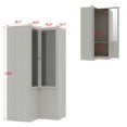 thumbnail image 7 of KULAGAGA Corner Armoire Wardrobe with Frosted Glass Doors, L-Shaped Closet Cabinet with Shelves and Hanging Rail for Bedroom, 7 of 7
