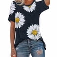 thumbnail image 2 of Camiseta Blusa De Manga Corta Con Estampado Floral Mujer Summer Losse Top, Negro, S Advancent AP002391-01, 2 of 7