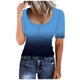 thumbnail image 1 of Blusas de Manga Corta para las Mujeres Cuello Redondo Botón Arriba Camiseta Suelta, Top de Algodón de Imitación Casual para Diario, 1 of 3