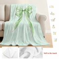 thumbnail image 5 of Green Bow Blanket Soft Cozy Warm Throw Blanket for Couch, Plush Fuzzy Flannel Fleece Blankets for Sofa, Cute Bowknot Minimalist Solid Color Bed Blankets Lightweight Gifts for Women, 50"x60", 5 of 9