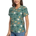 thumbnail image 2 of Xecao Flowe Rooster for Women's V-Neck T-Shirts-Elegant Half-Sleeve Tops Perfect for Summer-3X-Large, 2 of 5