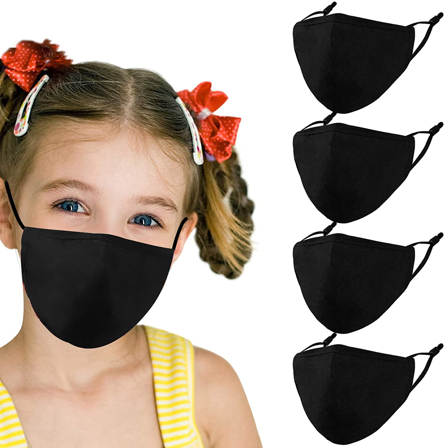 5PC Kids Face Protection Resuable with Insert Pocket Washable Cartoon Printed Adjustable Face Bandana Dustproof Windproof Breathable with Elastic Strap Earloop