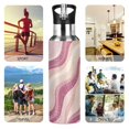 thumbnail image 7 of Yayeee 33oz Insulated Water Bottle Double Wall Stainless Steel with Flip Straw Lid, Pink Brown Pattern, 7 of 7