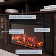 BELLEZE 58 TV Stand with 23 Electric Fireplace, Fireplace TV Console for TVs up to 65, Home Entertainment Center with Storage Cabinet and Adjustable Shelves - Astorga (Espresso)
