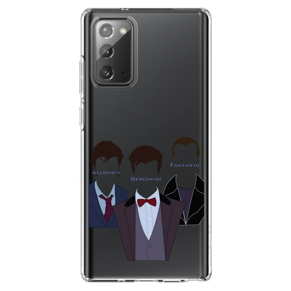 DistinctInk Clear Shockproof Hybrid Case for Galaxy Note 20 ULTRA (6.9" Screen) - TPU Bumper, Acrylic Back, Tempered Glass Screen Protector - Catchphrases of the Doctors