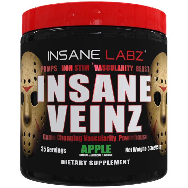 Insane Labz Insane Veinz Pre Workout Powder, Apple, 35