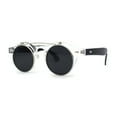 thumbnail image 2 of Super Normcore Cool Hipster Flip Up Keyhole Round Sunglasses Clear Silver Black, 2 of 4