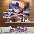thumbnail image 2 of Designart - Christmas forest with river - Landscapes Painting Print on Wrapped Canvas, 2 of 2