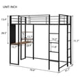 thumbnail image 2 of Black Twin Metal Loft Bed with 2 Shelves and one Desk, 2 of 8