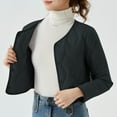 thumbnail image 2 of SELONE Cropped Puffer Jacket Women Winter Coat Button Long Sleeve Crewneck Tops with Pockets Warm Outerwear Black 3XL, 2 of 6