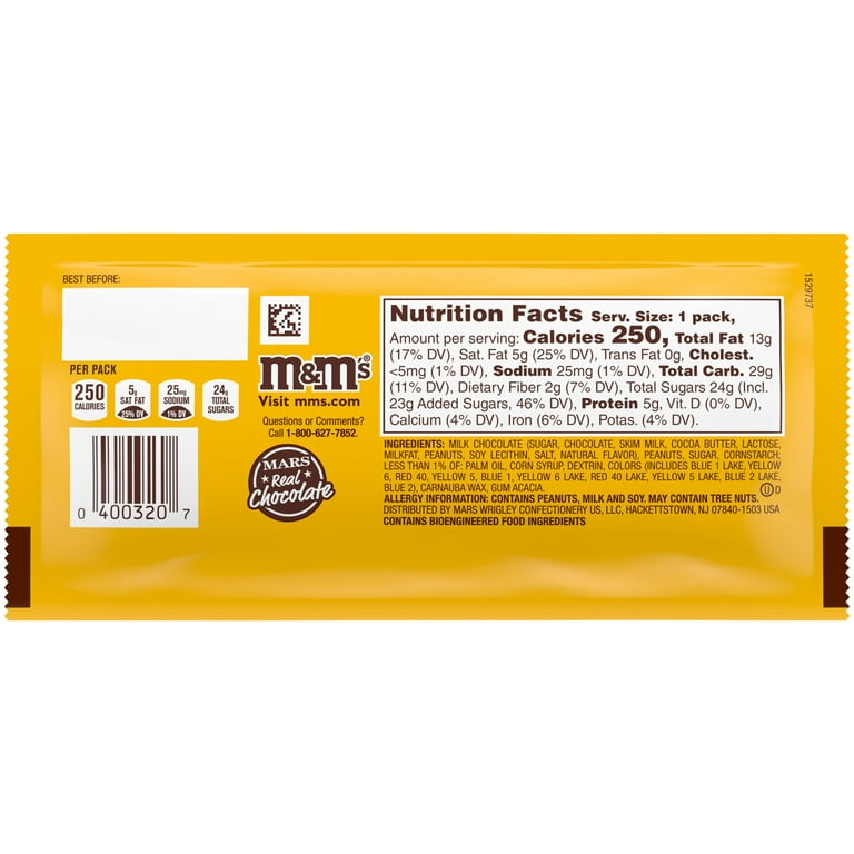M&M's® Peanut Milk Chocolate Candies 1.74 oz. - 384/Case