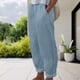 thumbnail image 5 of Pantalones largos y cómodos de lino y algodón estilo informal para mujer plisado elegante para vacaciones FLhrweasw Para estrenar, 5 of 8