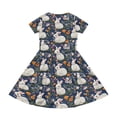 thumbnail image 4 of YOUYEDIAN Girls Easter Dress Kids Festival Cute Bunny Print A-Line Dresses Teen Casual Short Sleeve Crew Neck Sundress with Pockets (Navy, 13-14 Years), 4 of 5