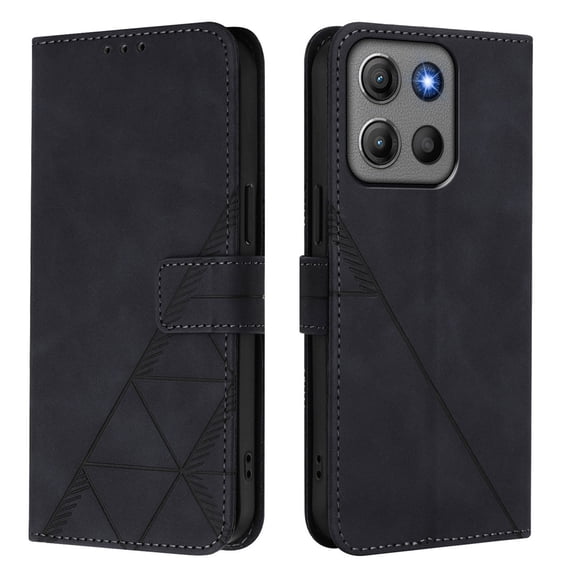 For Motorola MOTO G15 Wallet Case, Premium Leather Flip Stand Cards Holder Business Type RFID Blocking Shockproof Phone Case Cover for Motorola MOTO G15 Black