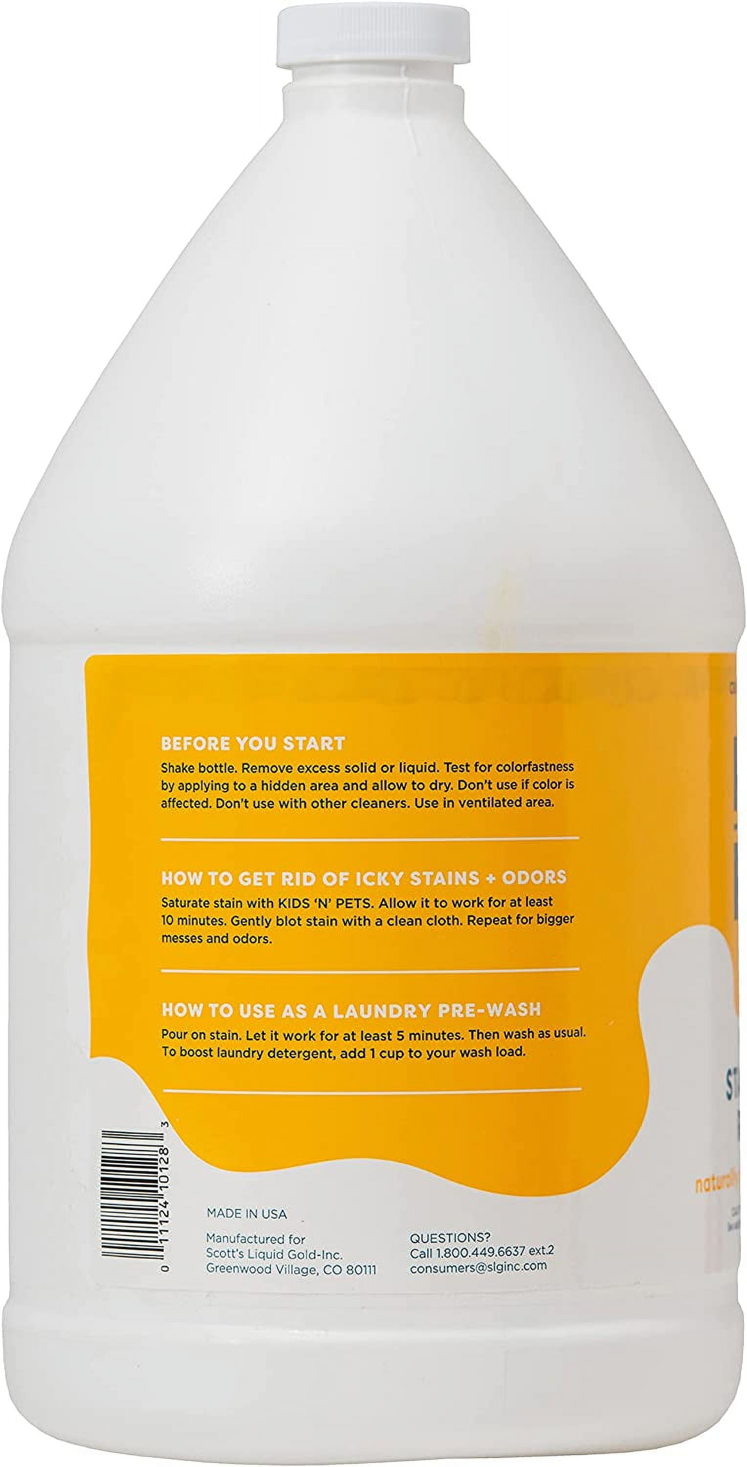 Kids ‘N’ Pets Stain + Odor Remover cleans even dog, cat urine smells, spots from carpet, couch - 1 Gallon