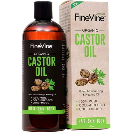 100% Pure Castor Oil - 16oz - For Moisturizing, Healing, Dry Skin, Hair Regrowth, Nail Care, Eyelashes - Cold-Pressed, Hexane-Free, Best Carrier