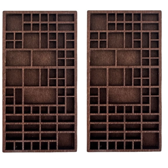 MIAOBLOSSOM Wooden Jewelry Storage Tray, Multi-compartment Trinket Display Organizer For Dresser Drawer Store Gift, Vintage Solid Wood, 2 Pack