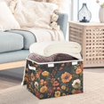 thumbnail image 3 of Yayeee Collapsible Cube Storage Bin with Lid Fabric Closet Decorative Basket with Handles, Dark Floral Pattern, 3 of 7