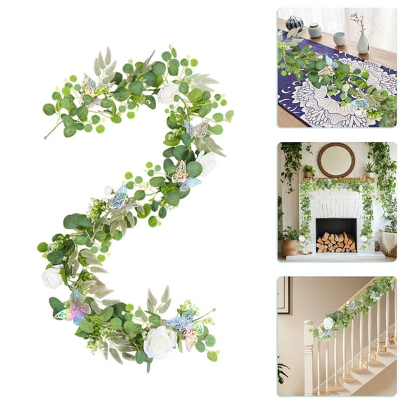 Gmogad Peony Rattan Garland, 6ft Spring Butterfly Flower Vines Decor, Peony Rattan Garland for Wedding Party Home Decoration Wall Ceiling Hanging Greenery