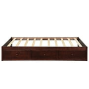 Lowestbest Solid Wood Twin Size Bed with Storage, Platform Bed with 3 Drawers-Espresso
