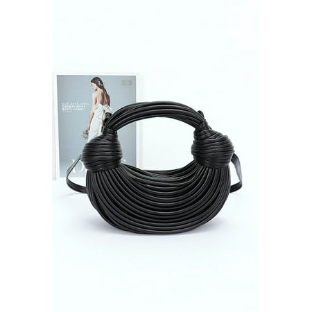 FASHNZFAB Faux Leather String Rope Top Handle Swing Bag