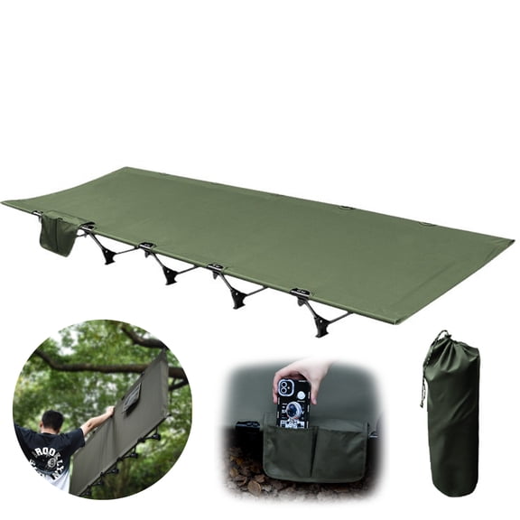 Ultralight Folding Tent Camping Cot Bed, Portable Compact for Outdoor Travel, Base Camp, Hiking, Mountaineering, Lightweight Backpacking (Army Green)