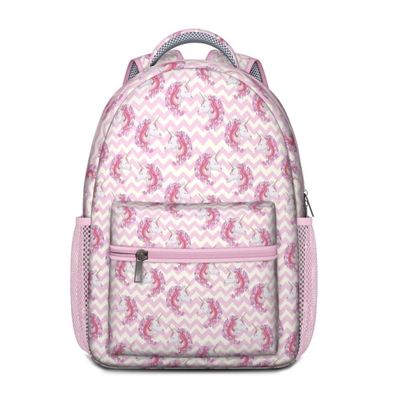 Magical Unicorn School Backpack for with Rainbow and Galaxy Print, Stars and Clouds Cartoon Theme, Lightweight and Stylish