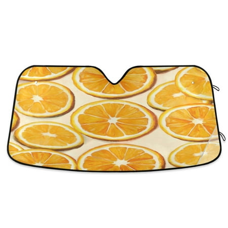 Car Sun Visor 57*31.5inch Windshield Sun Shield Car Sun Curtain Car Sun Shield Car Sun Insulation Suitable For Most Vehicles Yellow Sliced Orange