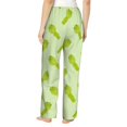 thumbnail image 3 of Pajama Pants Women, green Asparagus print Sweatpants Soft Sleep Lounge Pants, Casual PJ Bottoms Pants with Pockets, 3 of 5
