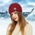thumbnail image 4 of Yigetop Beanie for Women Women's Round Bead Accessories Hat Woolen Hat Knitted Hat Bohemian Toe Cap Winter Hats for Women Red One Size, 4 of 5