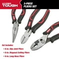 thumbnail image 3 of Hyper Tough 3-Piece Pliers Set with Ergonomic Soft Grip Handles, Diagonal Cutting Pliers, Slip Joint Pliers and Long Nose Plier set, 3 of 15